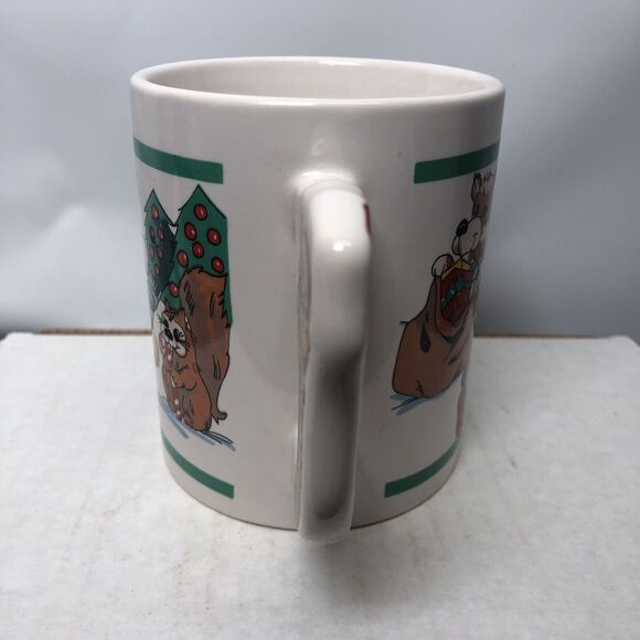 Vintage Teddy Bear Mug Christmas Scarf Handle Coffee Cup Skunk Penguin Rabbit - Picture 4 of 6